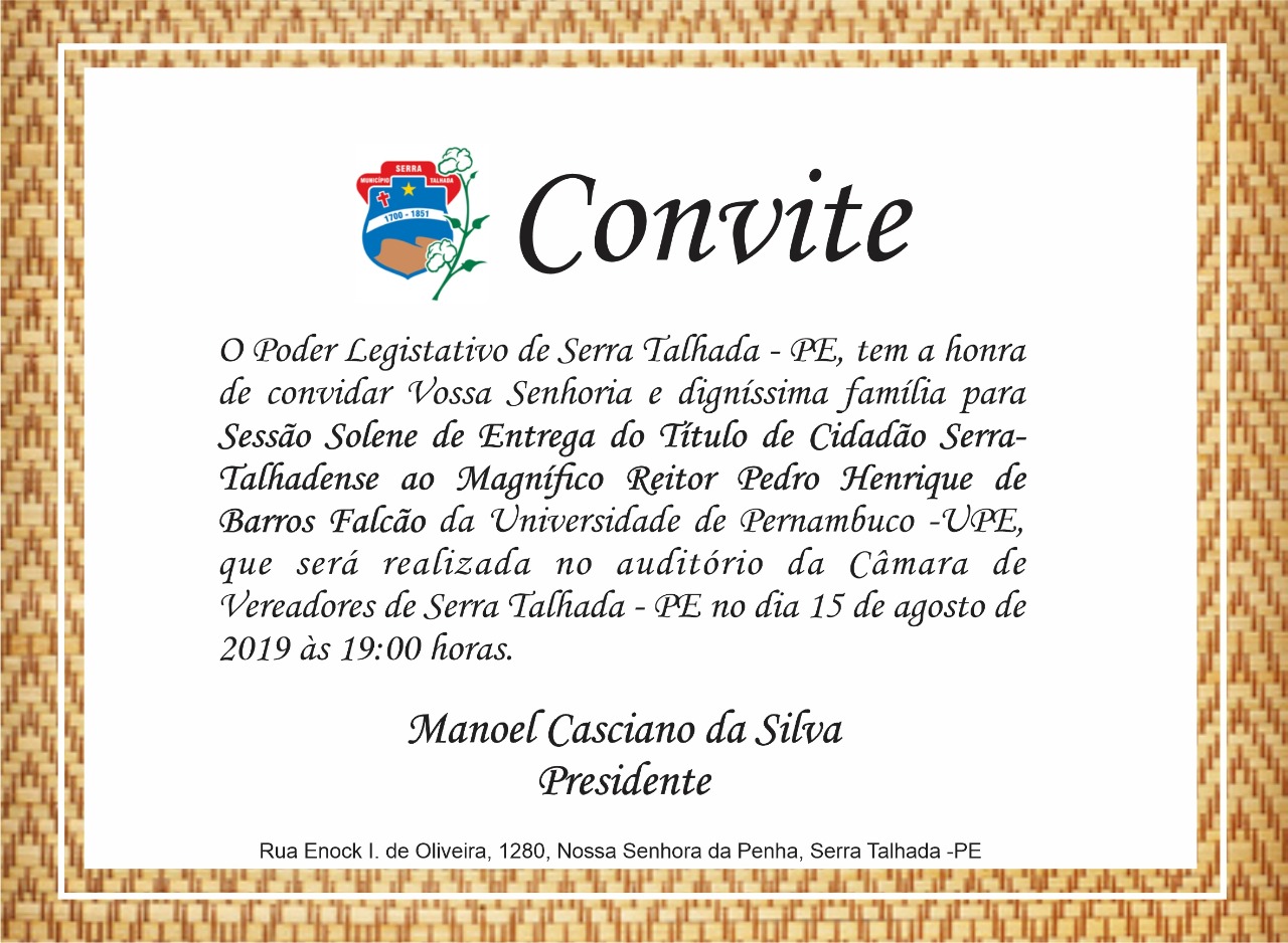 REITOR DA UPE RECEBE TÍTULO DE CIDADÃO SERRA-TALHADENSE