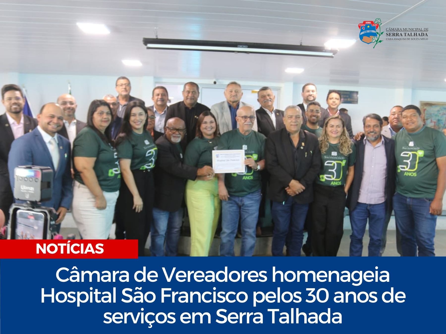 Câmara de Vereadores homenageia Hospital São Francisco pelos 30 anos de serviços em Serra Talhada